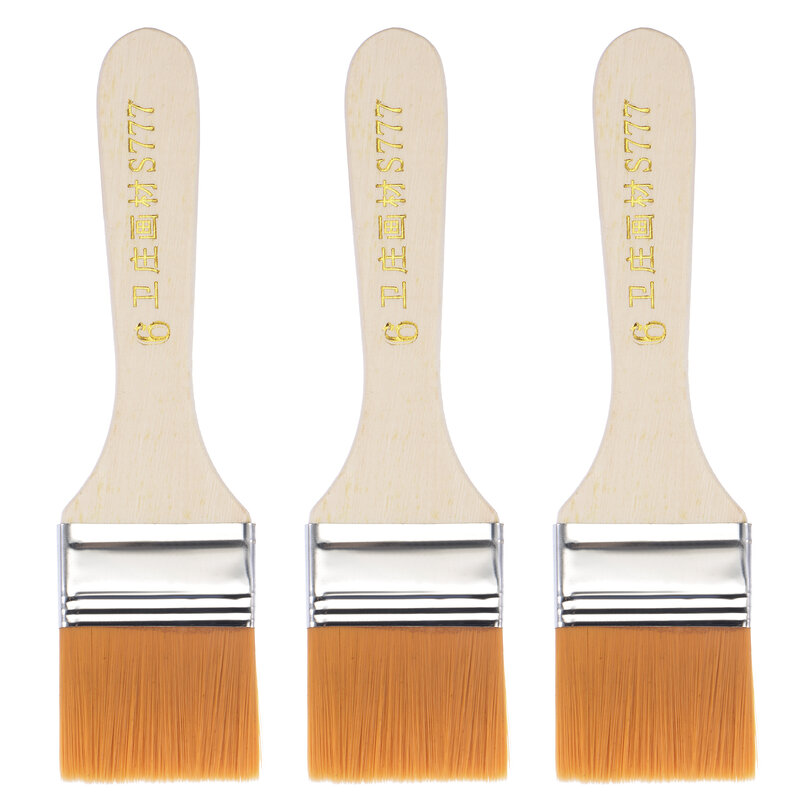 uxcell 6" Paint Brush 1.6" Width Soft Nylon Bristle with Wood Handle for Wall, Cabinets, Fences Yellow 3 Pcs