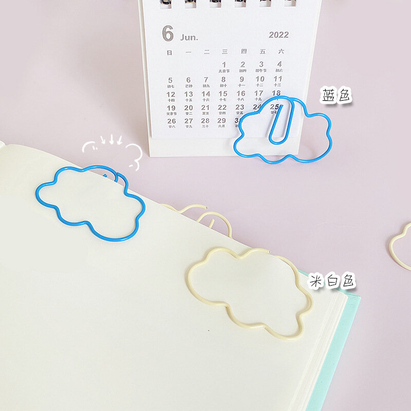 10 pz/scatola Creative Cloud Paper Clips PVC Metal Cartoon Soft adesivo a forma di segnalibro Clip forniture per cancelleria per ufficio