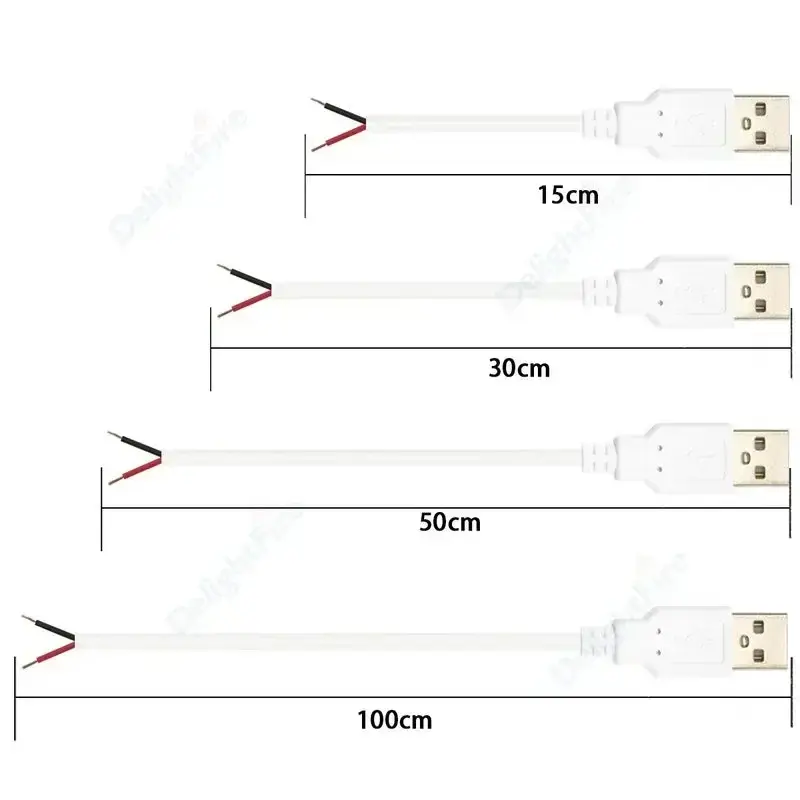 USB 2.0 수 플러그 DIY 피그테일 케이블, 2 핀 USB 전원 케이블, USB 장비 설치 DIY 교체, 가전 제품 수리