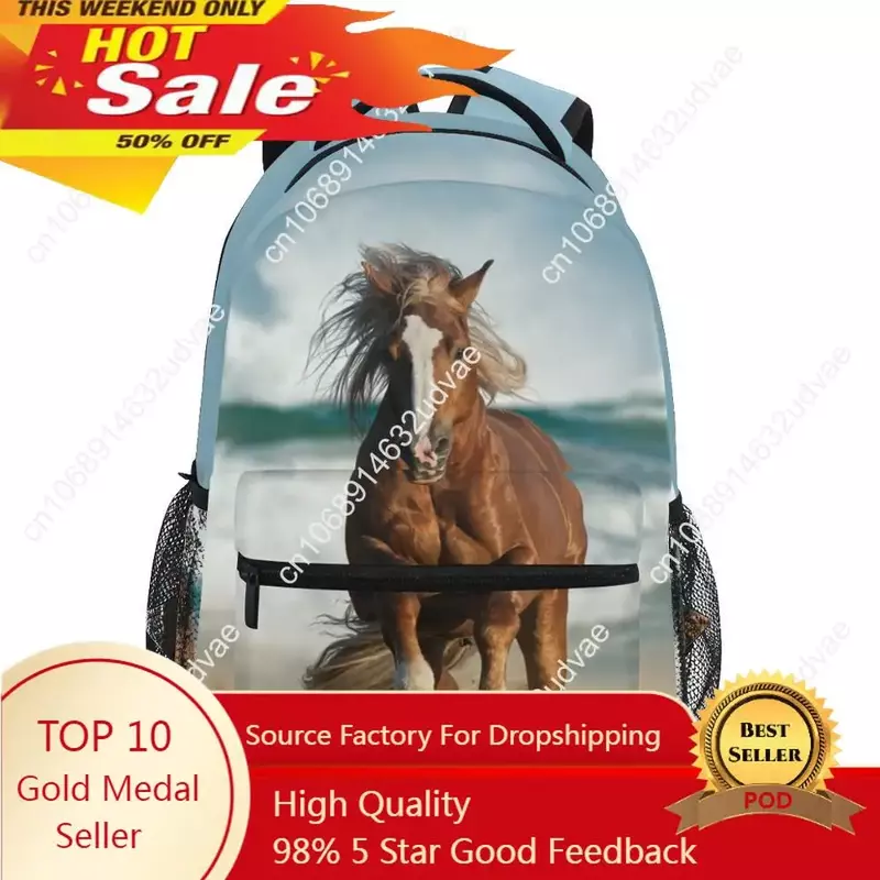 Waterproof School Bag Backpacks For Boys Horse Print School Bags For Girls Laptop Backpack For Teenagers Schoolbag News