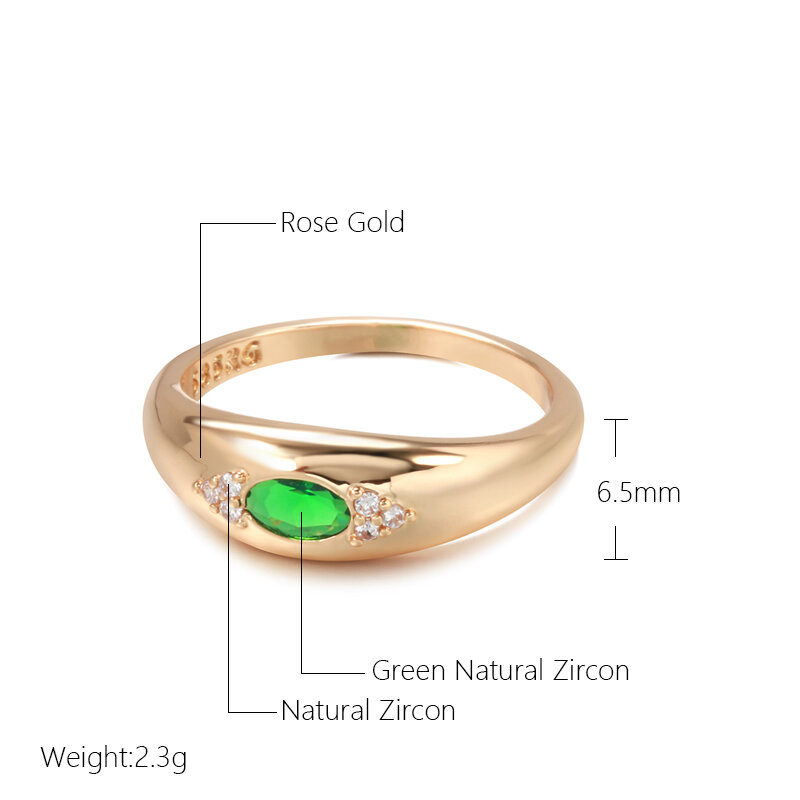 SYOUJYO cincin zirkon kubik hijau untuk wanita, perhiasan tembaga trendi pernikahan pengantin wanita warna emas 585