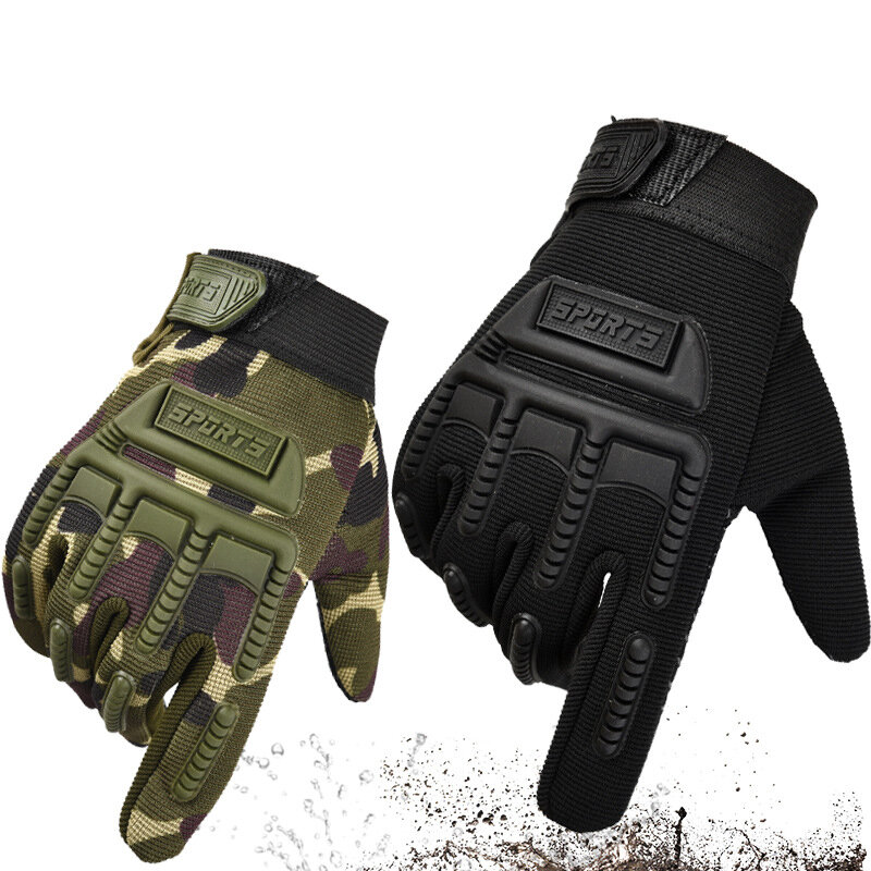 2PCS Volle Finger Taktische Handschuhe Kinder Anti-slip Hart Schützen Getriebe Reit Handschuhe Camouflage Armee Kampf Handschuh Für kind