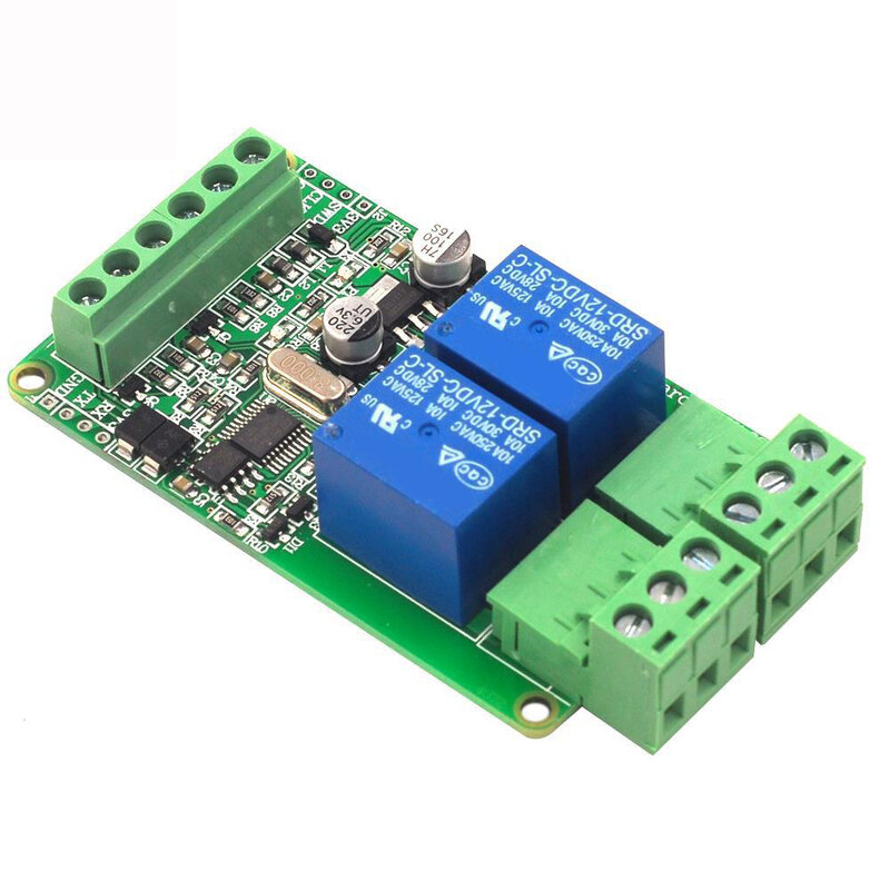 Módulo de relé modbus-rtu, 2 canales, 12V, interruptor de entrada/salida, Comunicación RS485/TTL, 2 piezas