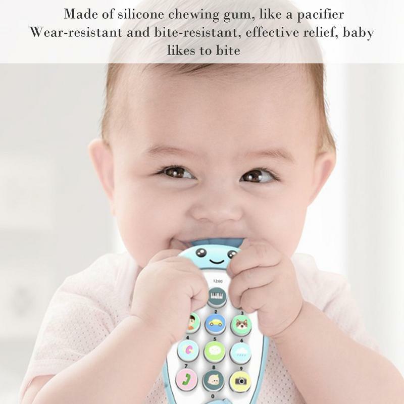 Toddler Teether Chew Toys Kids Musical Learning Toy With Sound Interactive Sensory Bilingual Teething Toys Carrot Phone Shaped