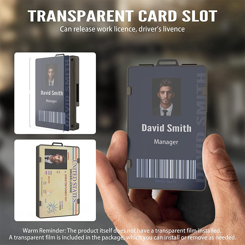 Dompet taktis dengan pemegang lencana ID bening pemblokir RFID dompet logam aluminium EDC tempat kartu kredit dengan klip uang