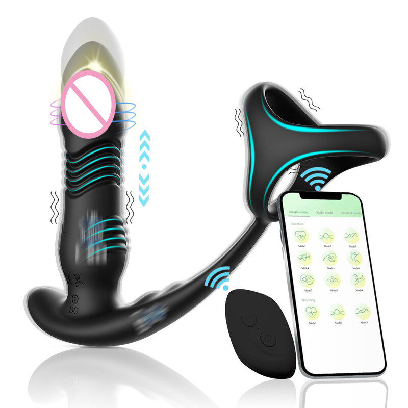 App Controle Mannelijke Telescopische Anale Vibrator Mannelijke Prostaat Massager Thursting Buttplug Vibrerende Seksspeeltjes