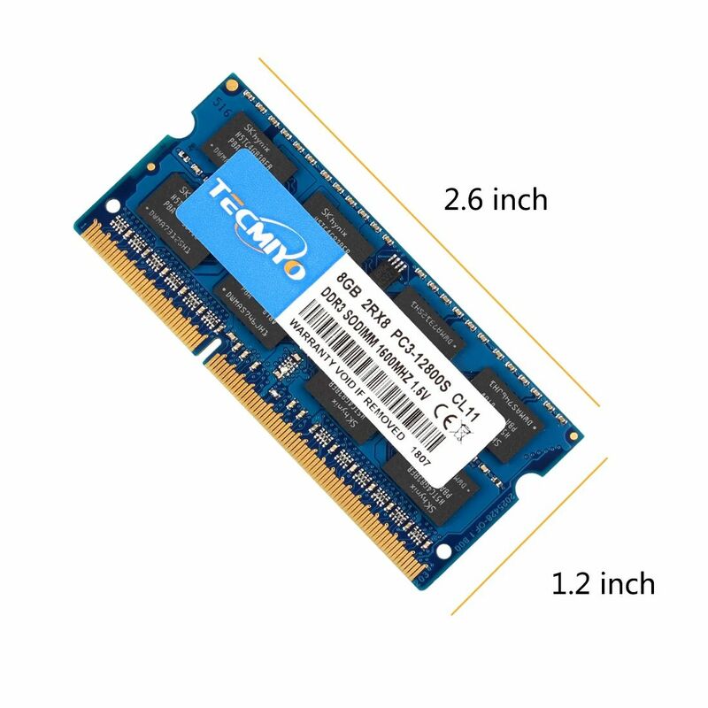TECMIYO 2 x8gb DDR3 1600MHz SODIMM memoria per Laptop RAM DDR3 8GB 1600MHz SODIMM 1.5V PC3-12800S Non ECC - Blue