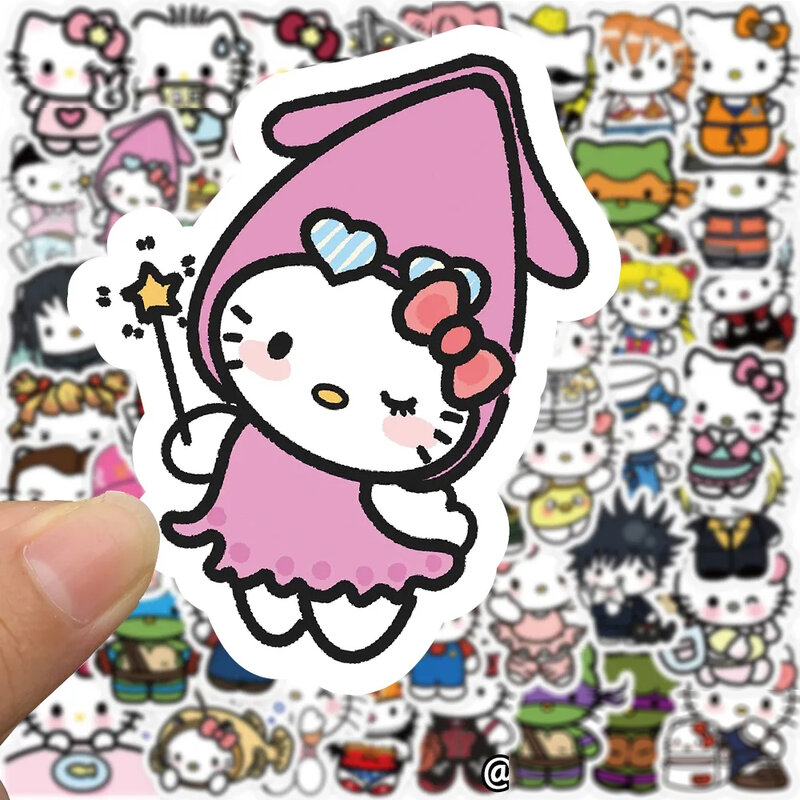 10/30/52/104pcs Funny Cartoon Hello Kitty Stickers Cute Sanrio Graffiti Decals Phone Water Bottle Suitcase Sticker for Kids Toy