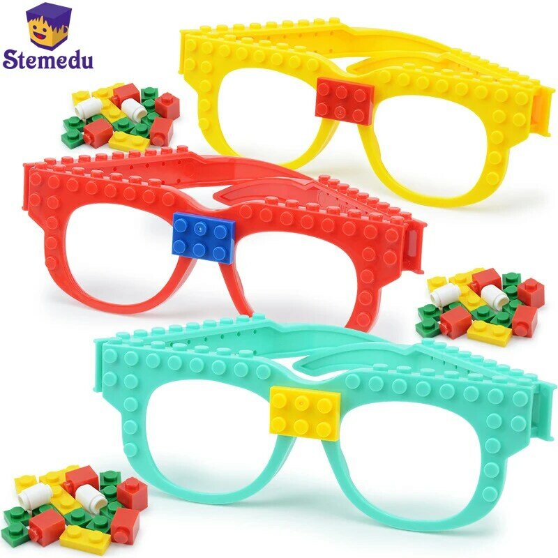 DIY klocki do budowania okulary symulacja małe elementy dla dzieci klocki do układania różnorodność kreatywne puzzle puzzle zabawki