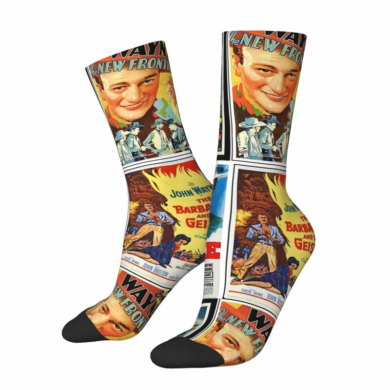 Классические носки-Коллажи с фильмами Джон Уэйн поглощающие пот чулки Харадзюку всесезонные длинные носки аксессуары для подарка унисекс