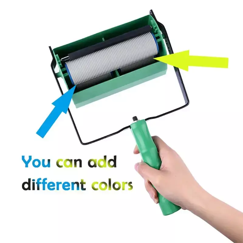 Máquina de pintura de decoración de dos colores, herramienta de cepillo de rodillo de pared de 7 pulgadas