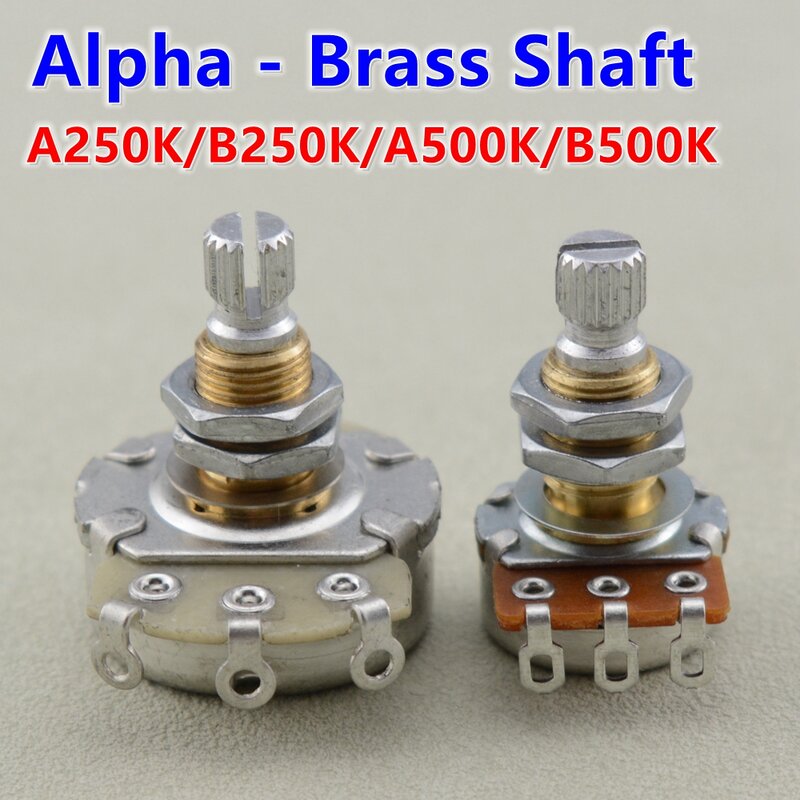 Alpha Brass Shaft  Potentiometer(POT) For Electric Guitar Bass A250K/B250K/A500K/B500K -  KR(Origin)