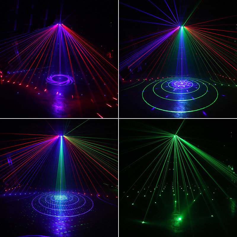 Seis olho de varredura padrão de laser lâmpada ventilador-em forma de voz controlada lâmpada ktv equipamentos barra casa voz controlada estágio lâmpada rad