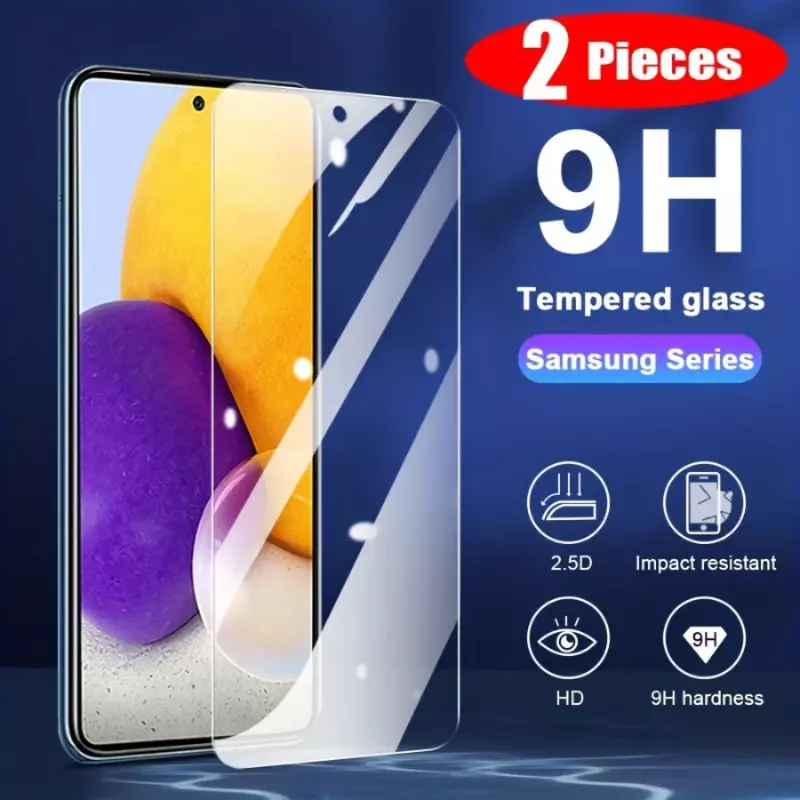 2Pcs HD 9H Clear Tempered Glass For Samsung Galaxy A55 A15 A35 5G A54 A14 A23 A03S A53 A52 A42 A32 A13 A20 A12 Screen Protector