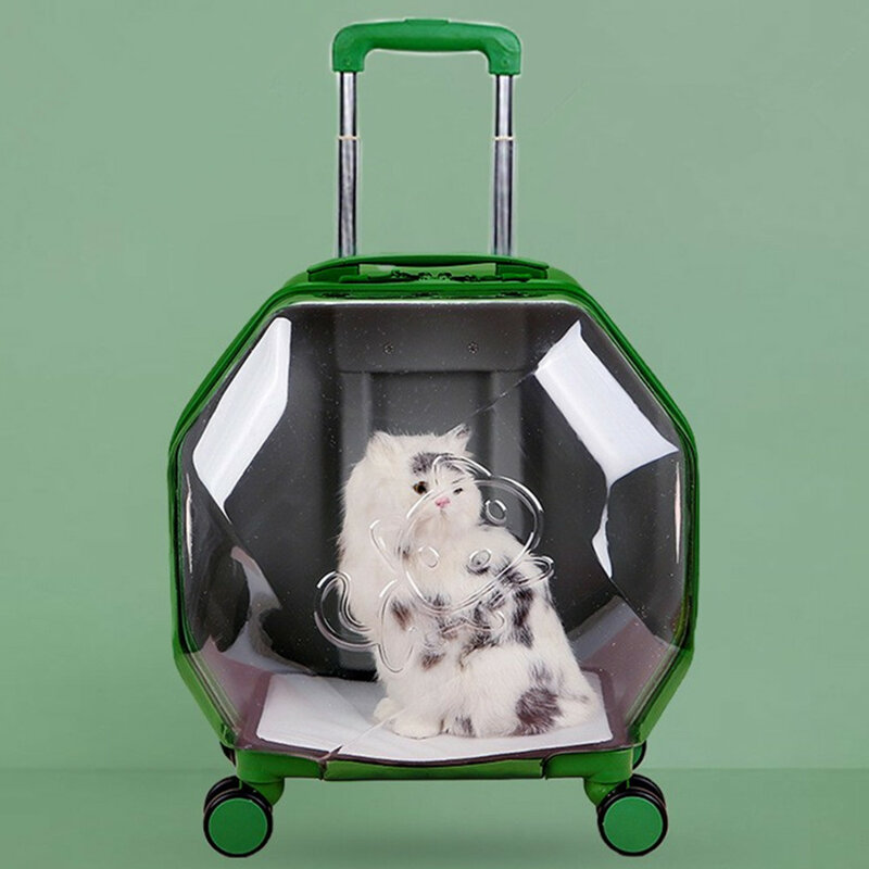 กรณีรถเข็น Pet Cat สุนัขกระเป๋า PC กระเป๋าเดินทาง Universal กล่องเก็บล้อ Breathable กระเป๋าถือโปร่งใสสัตว์เลี้ยงรถเข็นเด็ก