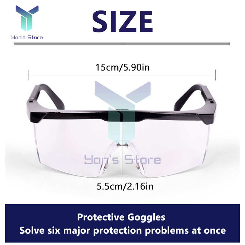 보호 안전 유리 용접 안경 작업, 먼지 방지 눈 김서림 방지 방풍 타액 투명 고글, 눈 보호