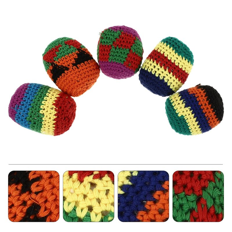 5Pcs Hacky Balls Crochet Knitted Sacks Kickballs Hand Woven Juggling Sacks for Home Shop