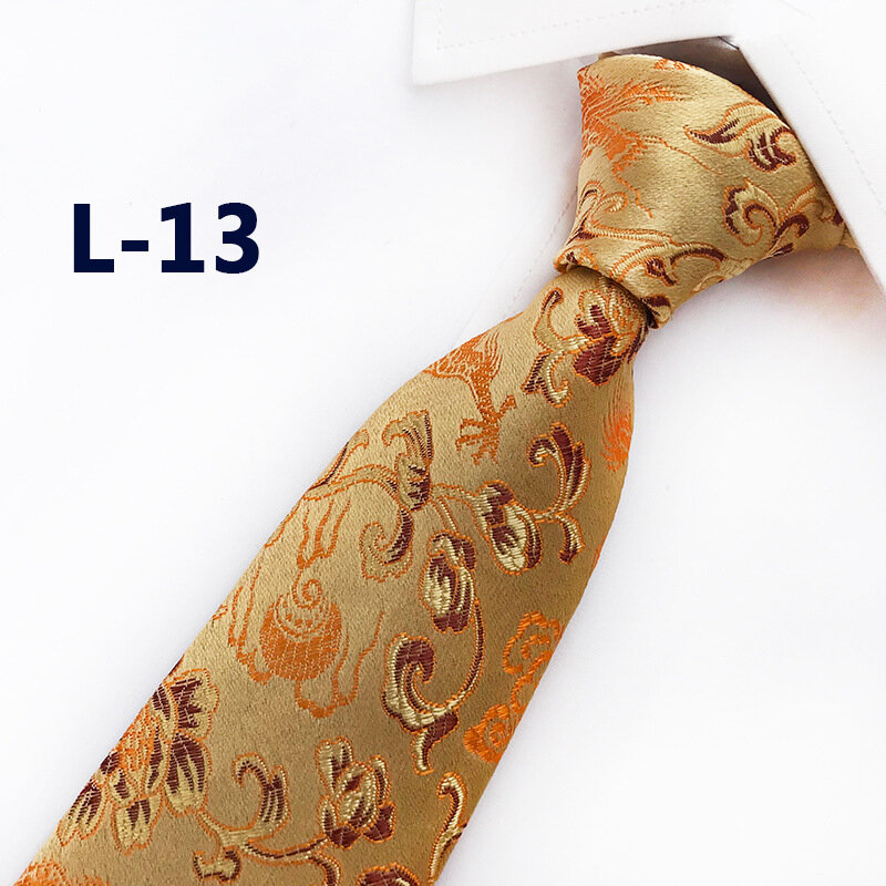 8CM Men's Tie New style cloud brocade fabric festive Chinese dragon pattern wedding tie groom best Groomsman Neckties