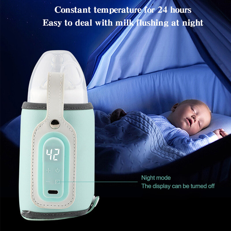Aquecimento Rápido Nursing Bottle Warmer, Temperatura Constante, Carga USB, Casa, Interior, Exterior, Viagem, Alimentação Noturna