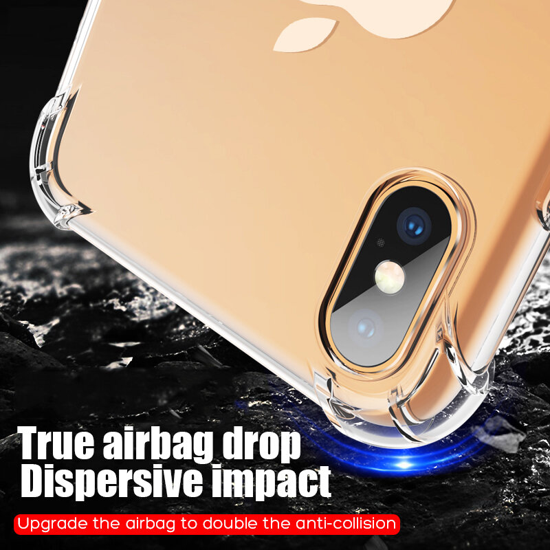 Casing lampu pelindung tahan guncangan, casing pelindung transparan untuk Apple iPhone 14 13 12 11 XS Max XR X 8 6s Plus 15 penutup kantung udara ponsel
