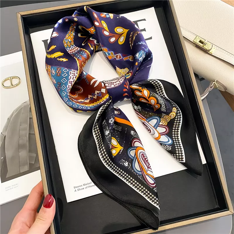 Platz Luxus Marke 100% Natürliche Seide Schal Frauen Schal Wrap Halstuch Weibliche Bandana Stirnband Sommer Haar Band