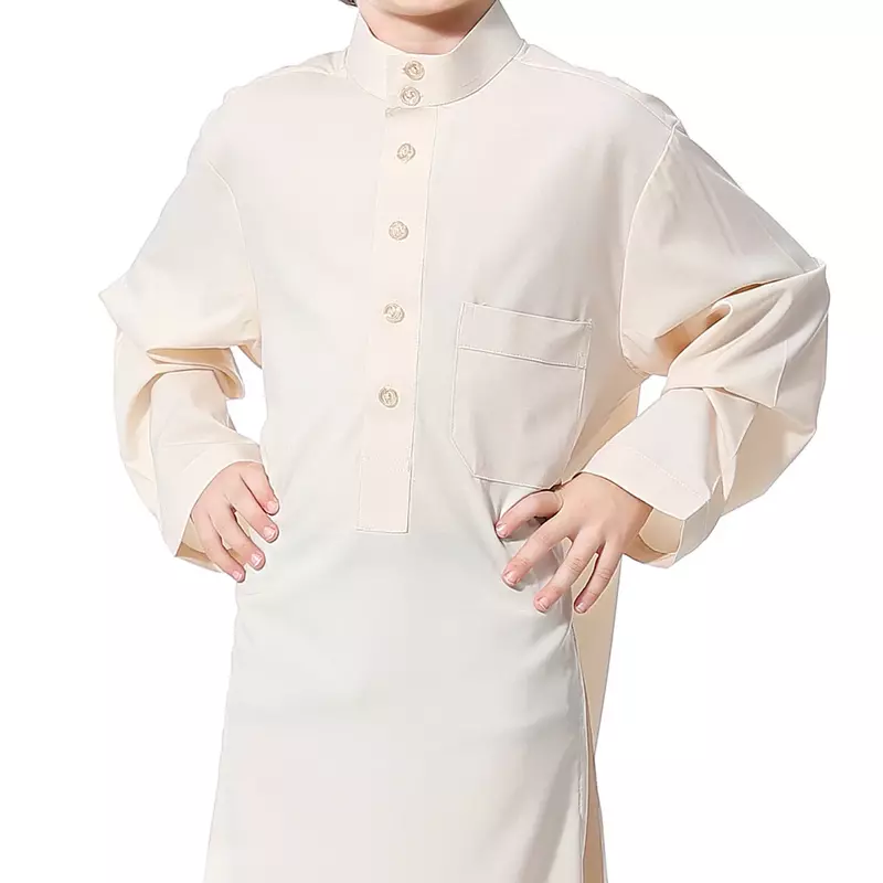Мусульманское детское длинное платье для мальчиков «абайя Рамадан», «джубба», «молебба», детский кафтан, исламский халат, платье с воротником-стойкой для кафтана, Дубай, арабский