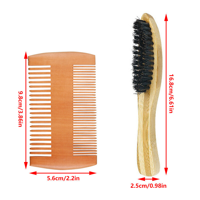 Escova de barba de cerdas de cabelo de javali para homens pente barbear, massagem facial, bigode artesanal amarelo 1pc