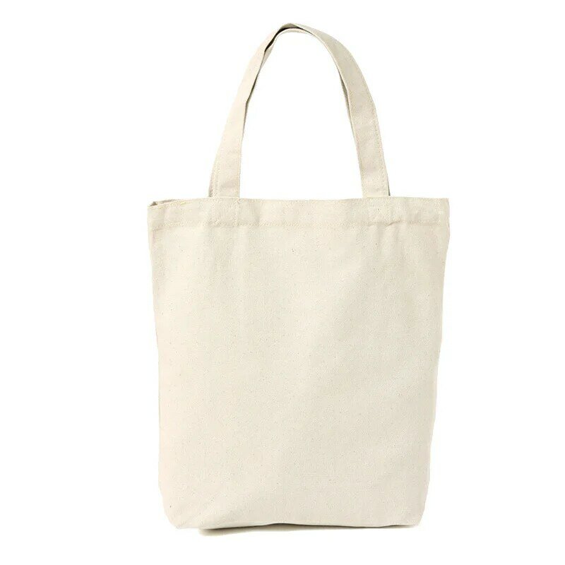 Tas bahu kanvas kapasitas besar tas Tote katun ramah lingkungan lipat tas belanja tas bahu DIY dapat digunakan kembali warna krem putih