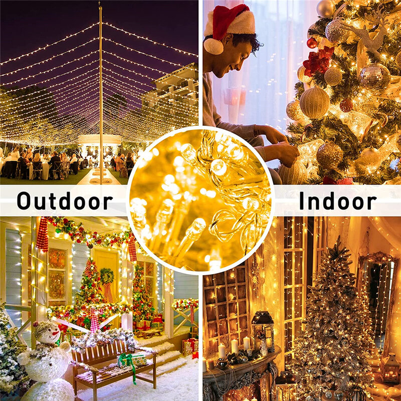 Led String Fairy Lights Kerst 5M10M20M50M 4 Kleur 8 Modi AC220V/110V Vakantie Verlichting Voor Wedding Party Guirlande decoratie