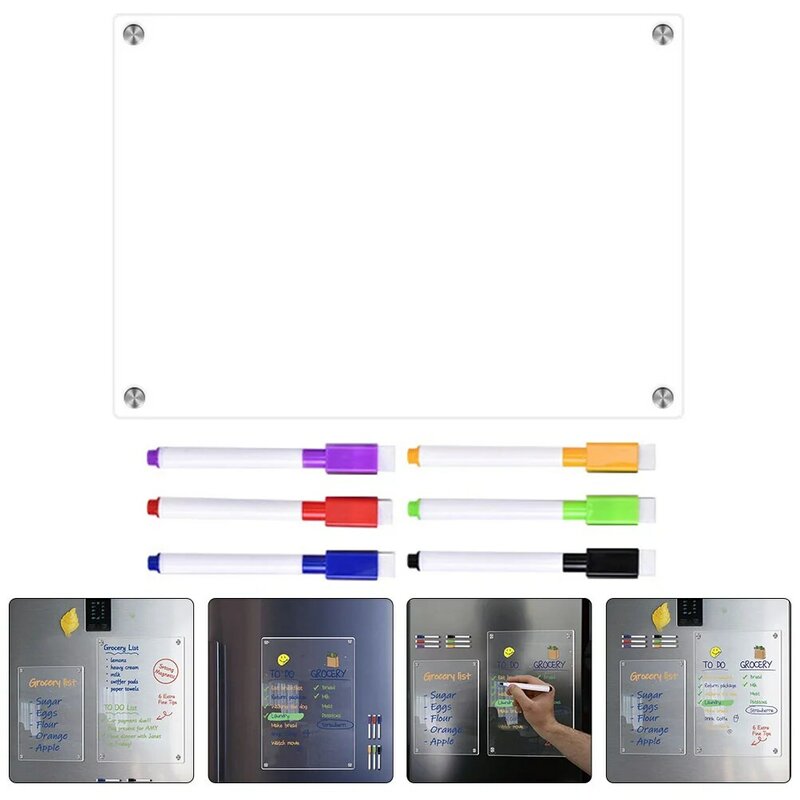 Clear Dry Erase Board White Acrylic Refrigerator Magnetic Whiteboard Fridge Calendar Hanging Attraction