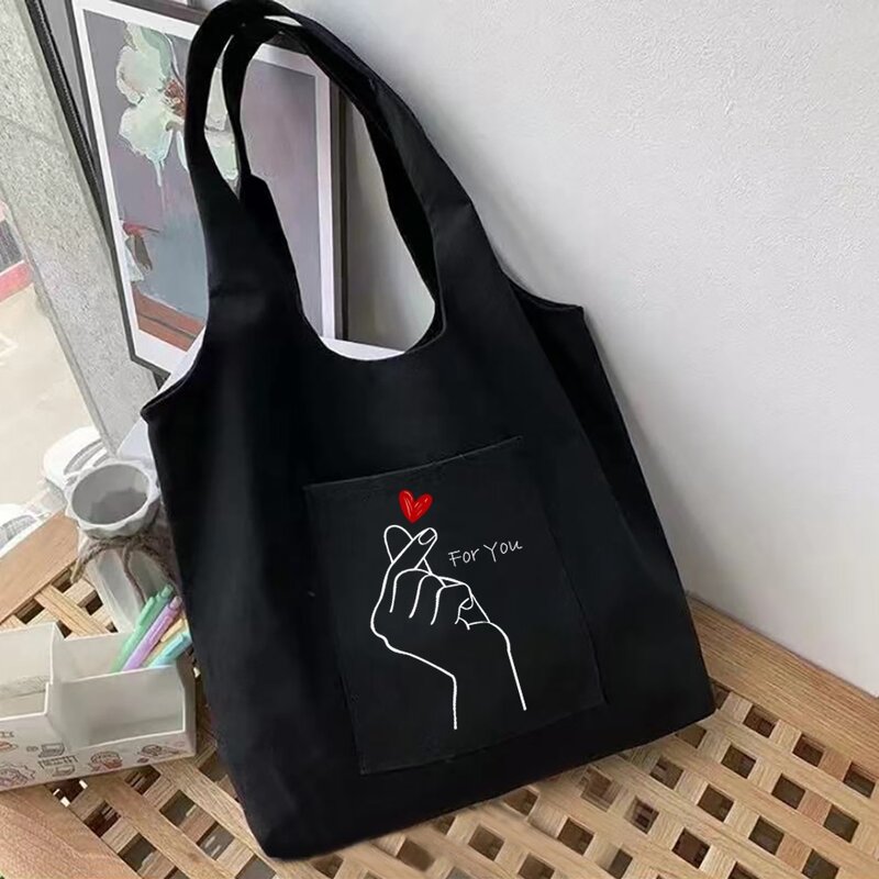Women's Shopping Bag Shopping Commuting Totes Shoulder Vest Bags Simple Pattern Canvas Groceries Bolsas Eco Tote Bags