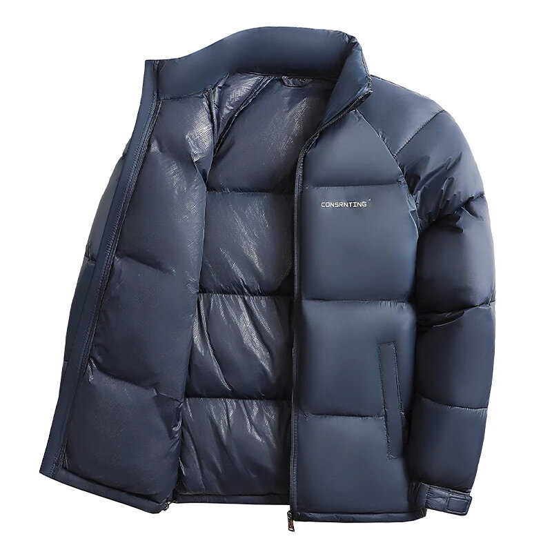 Зимняя ветрозащитная куртка, Мужская теплая парка с воротником-стойкой, уличная мода, повседневные брендовые пуховые парки