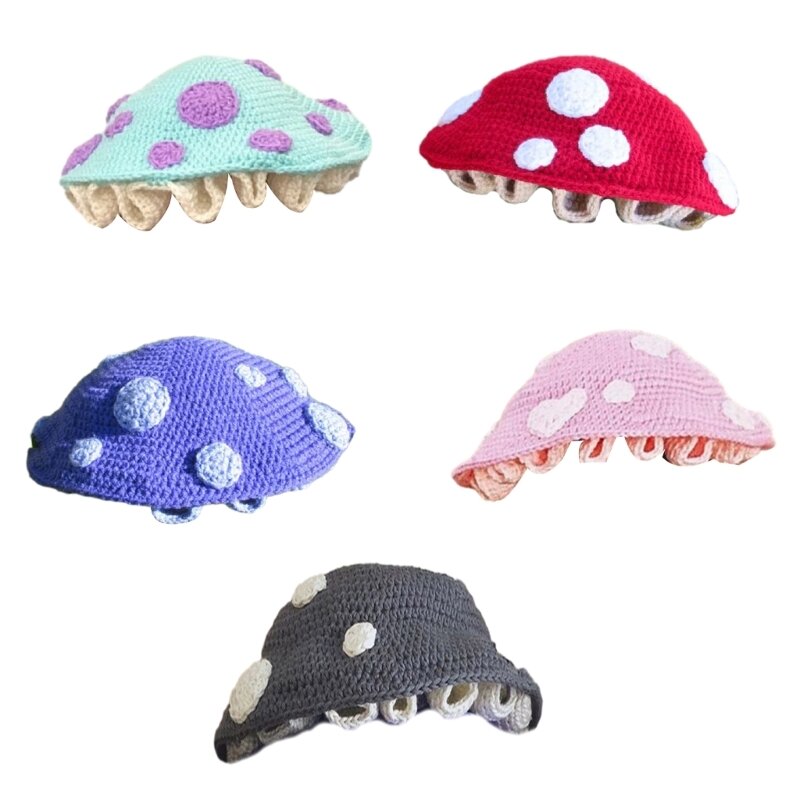 Mushroom Headgear Crochet Hat Party Holiday Hat for Teens Men Women