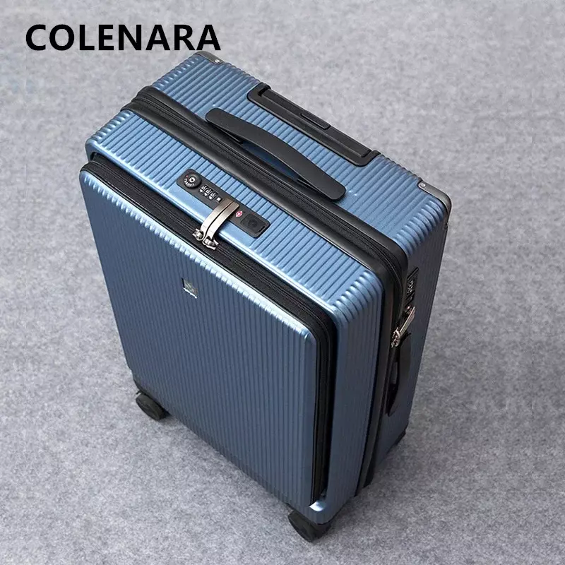 COLENARA-equipaje con carga USB para hombre y mujer, caja de embarque con marco de aluminio, Apertura frontal, maletín para portátil, maletas para mujer, 20, 24 y 26 pulgadas