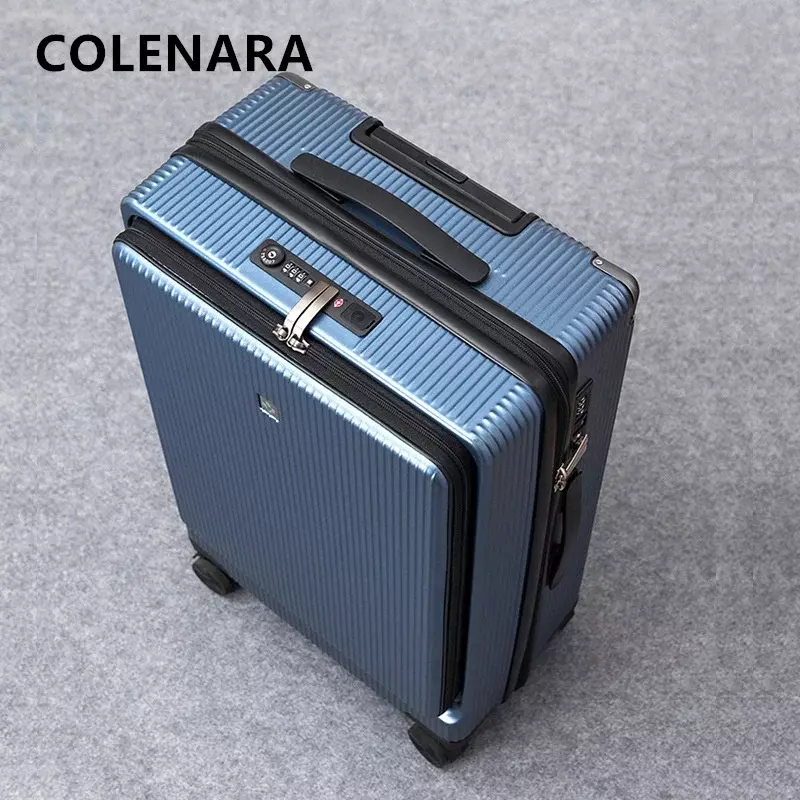 COLENARA 20 "24" 26 pollici bagaglio di ricarica USB telaio in alluminio da uomo scatola d'imbarco apertura anteriore Trolley per Laptop Suitcas da donna