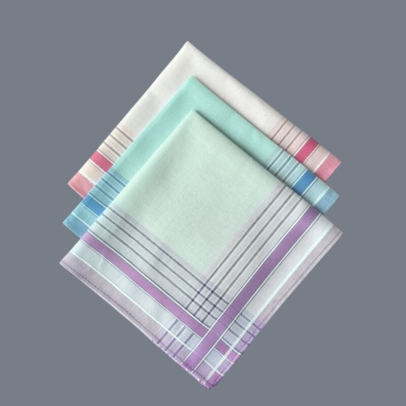Pañuelo Color aleatorio para adultos, 3 piezas, patrón rayas, pañuelos lavables suaves