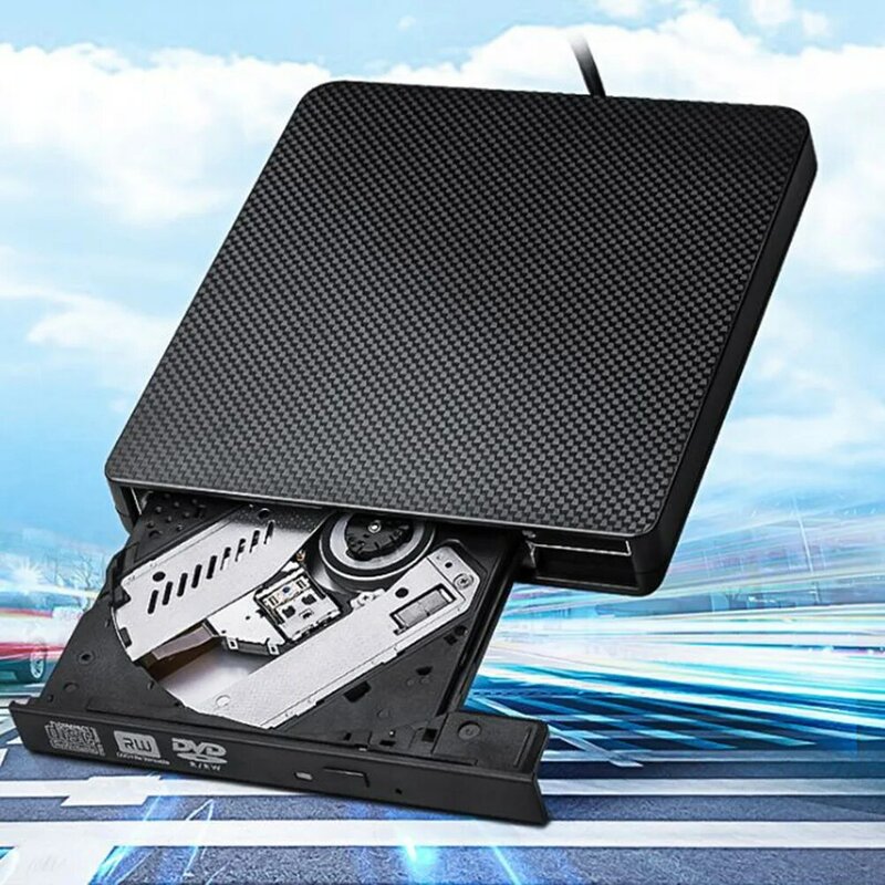 USB3.0 Type-C Optical Drive Enclosure DVD CD-ROM Player Enclosure Plug and Play Leather Grain Non-slip for Laptop Notebook