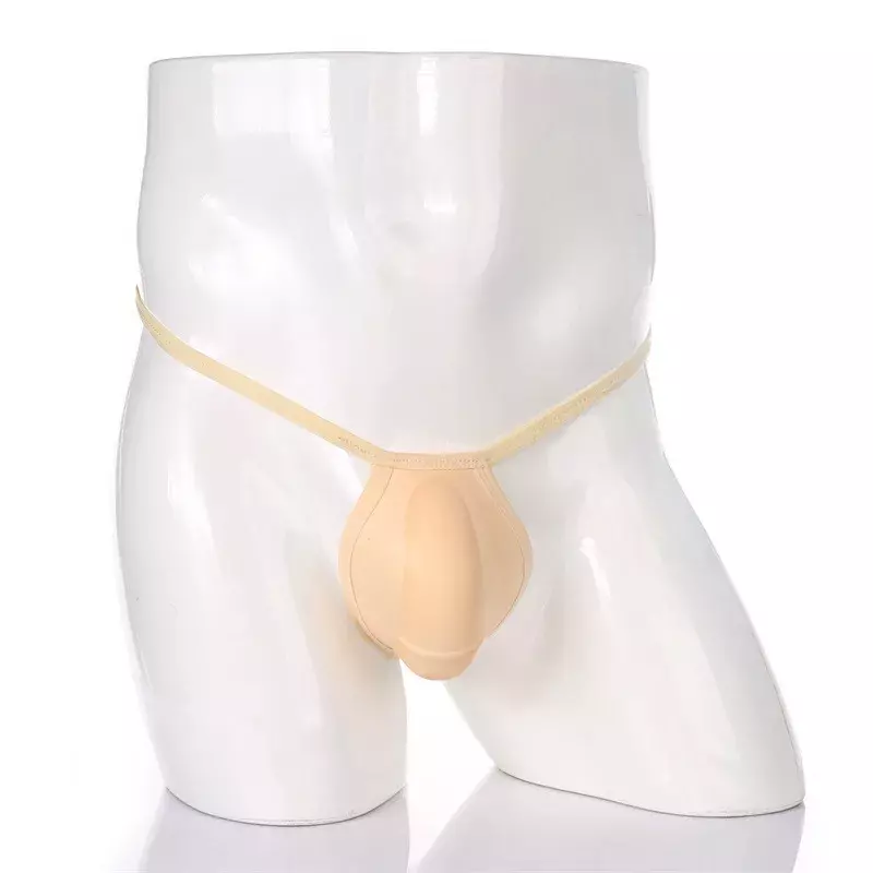3D Sponge Pad Briefs para homens, pênis falso, Fun Bulge Thong, calcinha convexa em U, cuecas gays e transgêneros, sexy T Back
