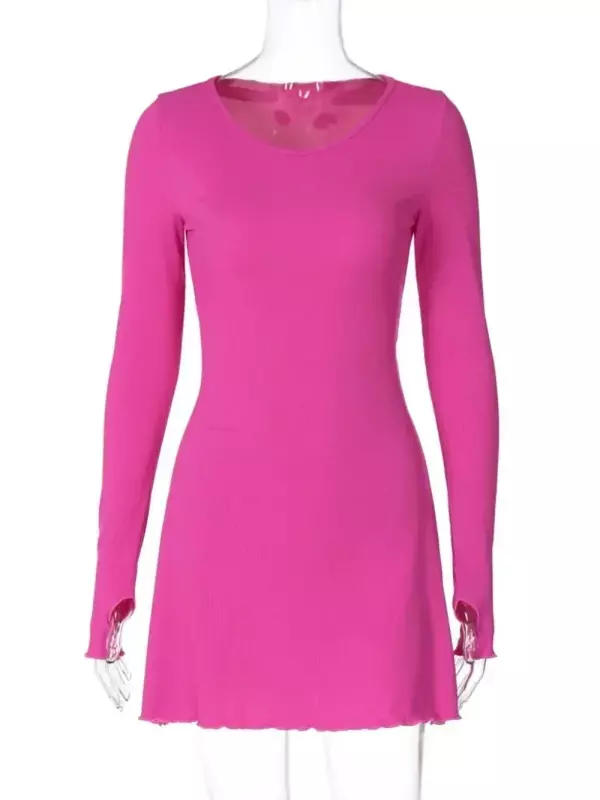여성용 하이 웨이스트 밴디지 A 라인 짧은 드레스, 긴 소매 레이스업 원피스, 섹시한 튜닉, 스트리트웨어 패션, 2024 가을