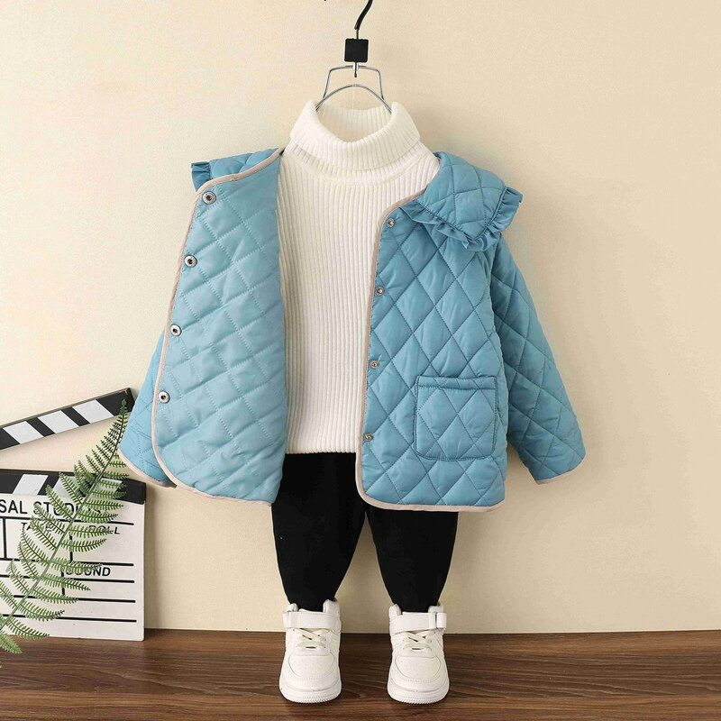 Детский пуховик для девочек, куртка, хлопковое пальто 2022 синего цвета, Утепленная зимняя спортивная одежда для подростков