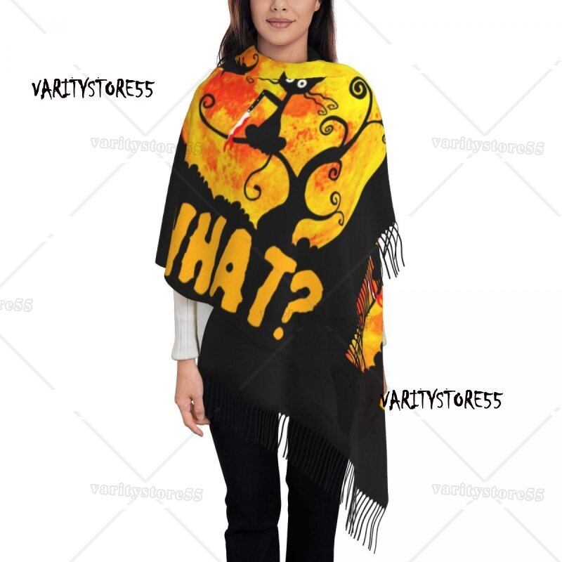 Spersonalizowany nadruk kreskówka czarny kot jaki szalik mężczyźni kobiety ciepłe szaliki zimowe kotek chusty