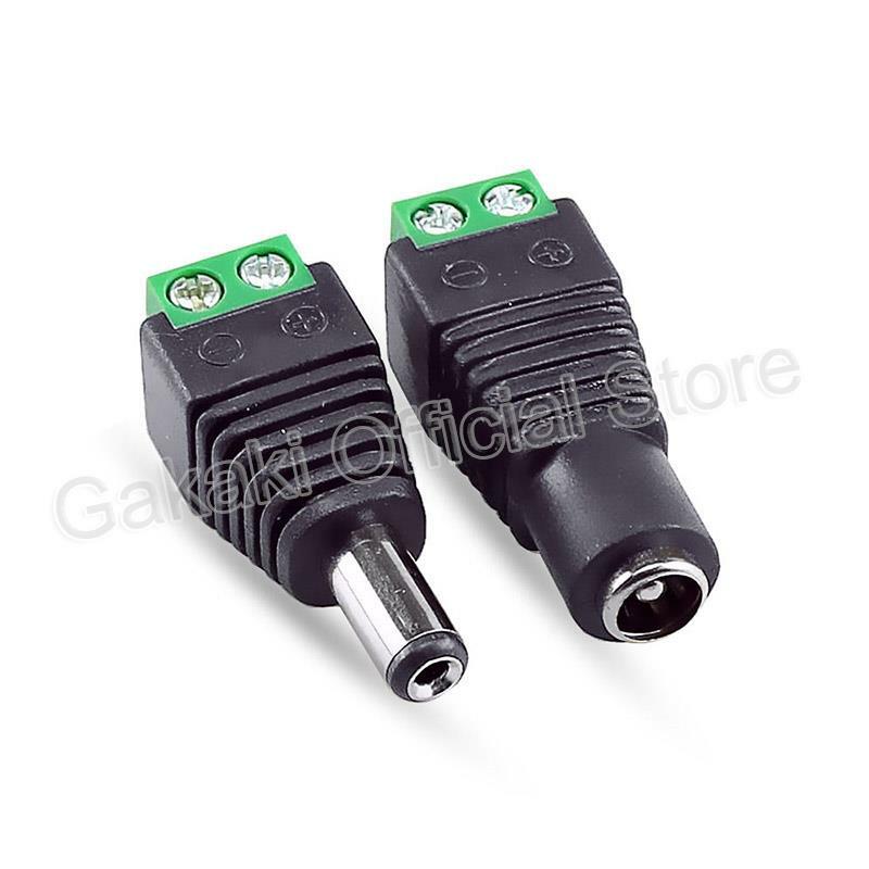 Konektor DC laki-laki perempuan 2.1mm X 5.5mm adaptor steker daya untuk Kamera CCTV lampu Strip LED