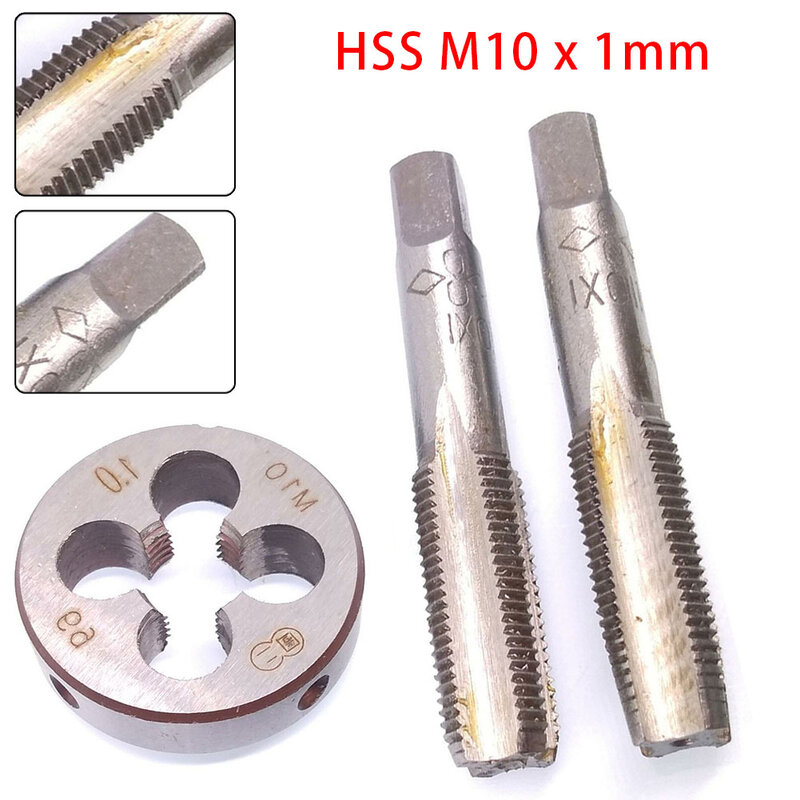 HSS grifo y troquel de acero de alta velocidad, M10 X 1mm, rosca métrica, cono de enchufe, 59mm, duradero, práctico