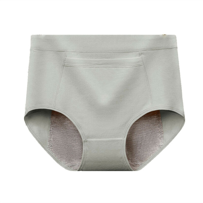 Women'S Menstrual Panties Simple Solid Color High Waist Cotton Panties Large Size Comfortable Soft Fully Covered Panties
