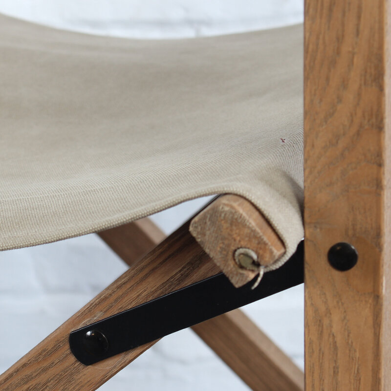 Silla plegable de madera y lino de roble macizo para acampar, silla de jardín al aire libre, alta calidad
