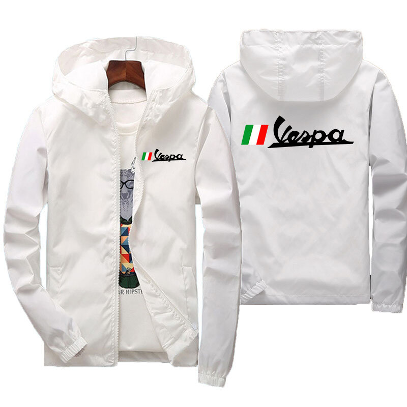2024Summer Vespa Battery Car LogoNew Bomber Casual Men's Fashion Outdoor Zipper Ultrathin Sports Clothing For Sun Protection