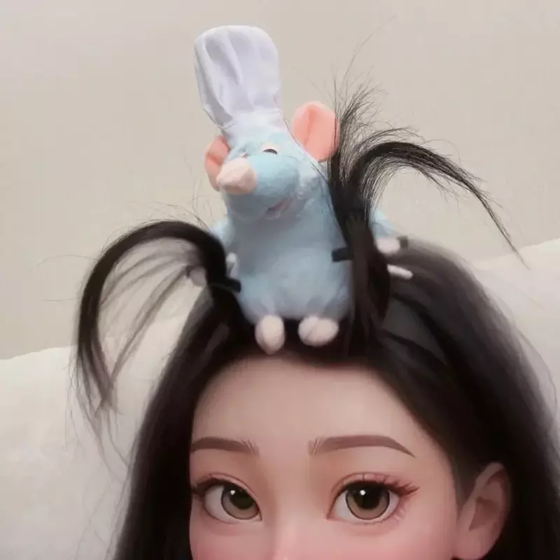 Muweordy Ratatouille Hairband Cartoon Plush Doll Headband Creative Cute Wide-brimmed Hairbands Hairpin Hot Headdress Girl's Gift