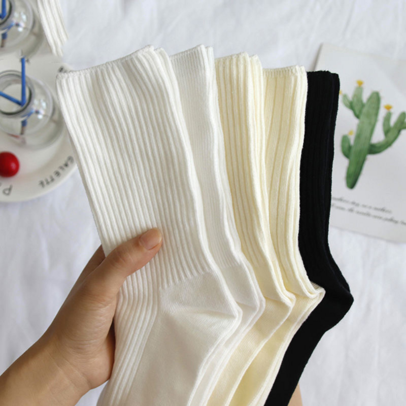 Цветные японские носки, вязаные однотонные свободные длинные чулки средней длины в Корейском стиле, мягкие модные трендовые ретро-чулки для девочек