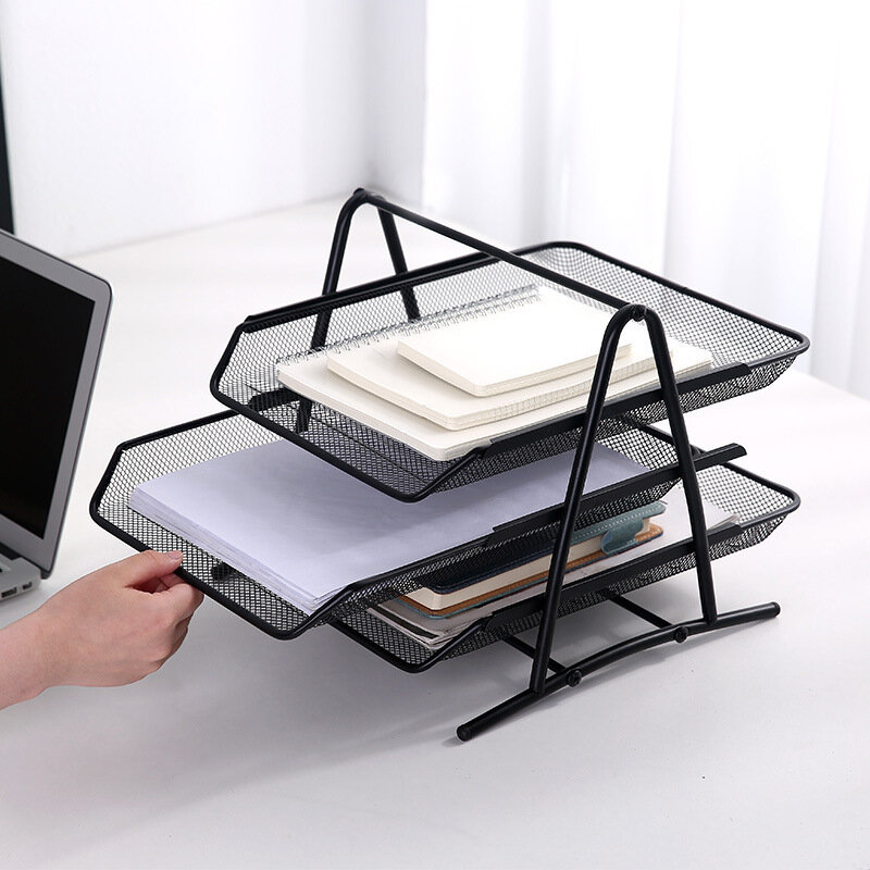 Office desktop A4 paper storage and organization rack multi-functional file rack letter book wire mesh storage rack