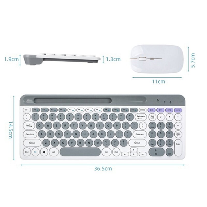 Keyboard dan Mouse Keycap bulat Bluetooth nirkabel cocok untuk tablet dan Laptop